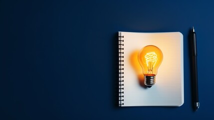 a light bulb on a notebook
