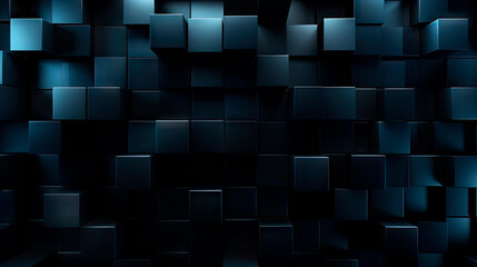 Abstract black and blue cubes wall