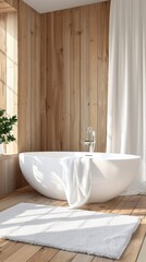 Fototapeta na wymiar Modern bathroom with freestanding bathtub