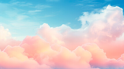 Pastel colored sky with fluffy clouds