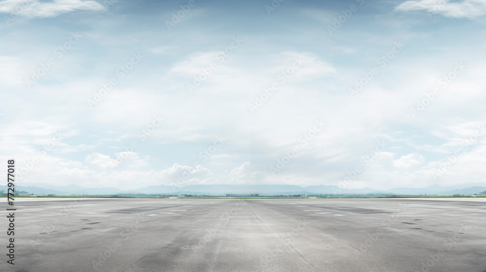 Wall mural empty runway under clear sky