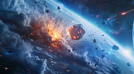 Asteroid Explosion in Space A Stellar Event for the Month of April Generative AI
