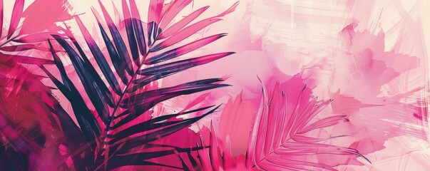 Abstract pink tropical foliage digital art