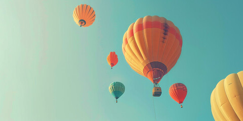 Obraz premium hot air balloons festival view with many balloons in blue sky