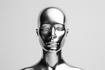 a silver head of a woman