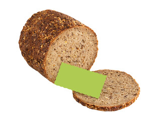 Wholegrain bread high in protein with green label isolated on transparent background PNG cut out   Eiweissbrot Vollkorn - 772978676