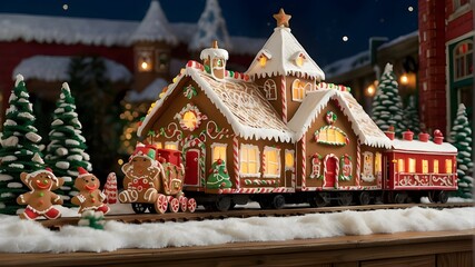 Yuletide Glow - Festive Christmas Train and Decor - Gingerbread Station - Holiday Express