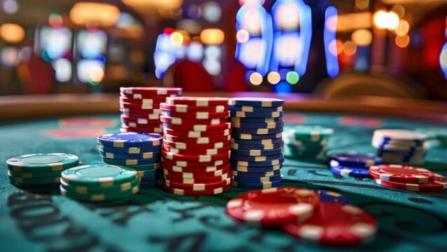 Casino card games with casino chips in the background