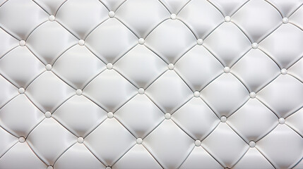 Close-up of white leather upholstered wall with diamond pattern