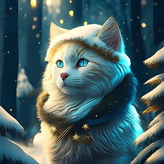Cute cat in forest