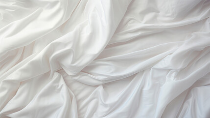 White bed with pillow and blanket - obrazy, fototapety, plakaty