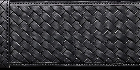 A black leather belt with a woven design - obrazy, fototapety, plakaty
