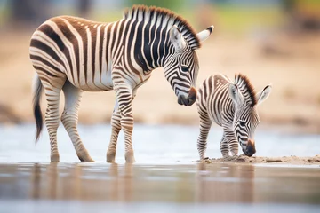 Tuinposter a zebras standing in water © Irina