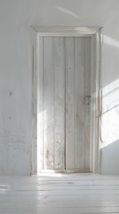 White wooden door in a bright minimalist room