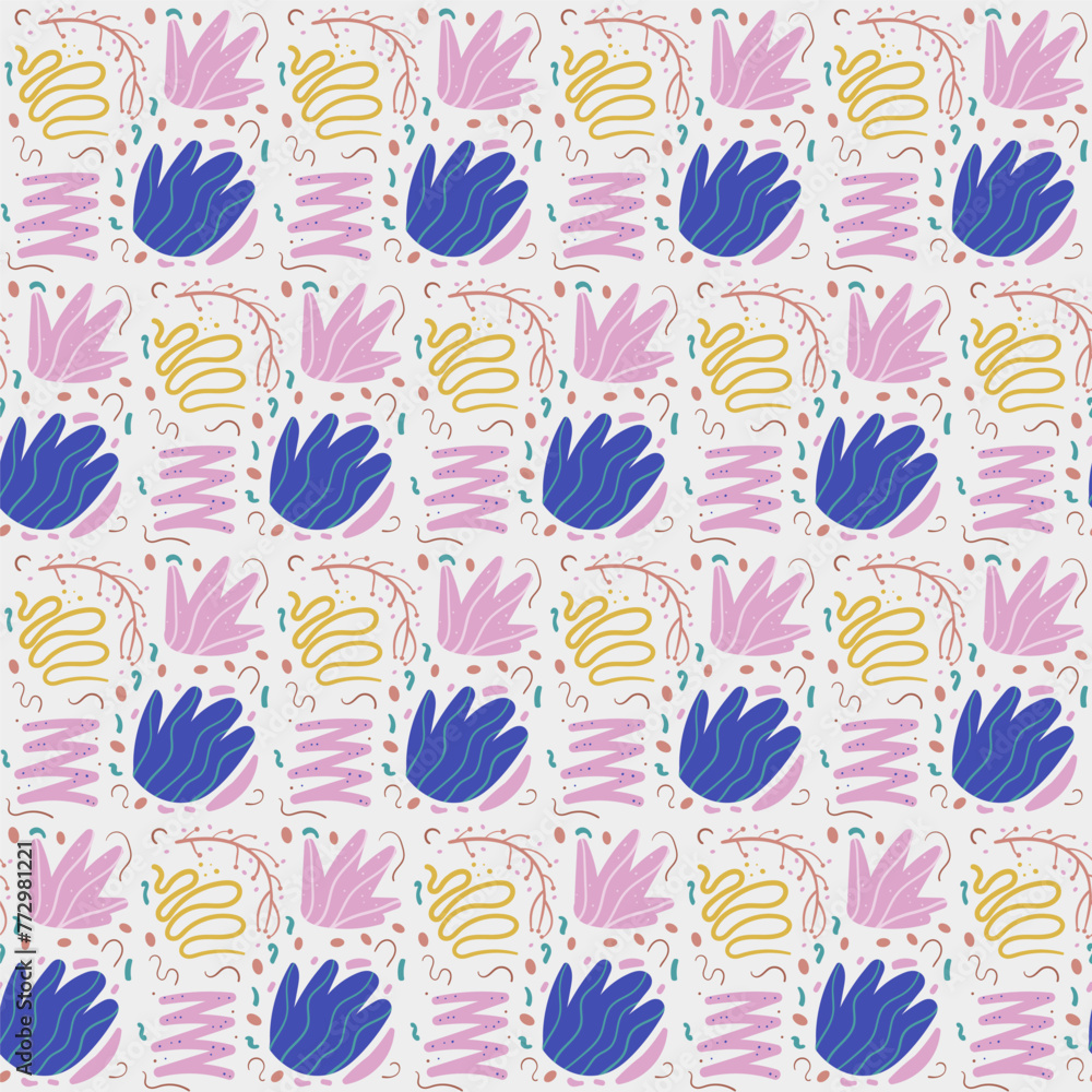 Poster flowers elements endless background. floral abstract seamless pattern. simple botanic loop ornament.