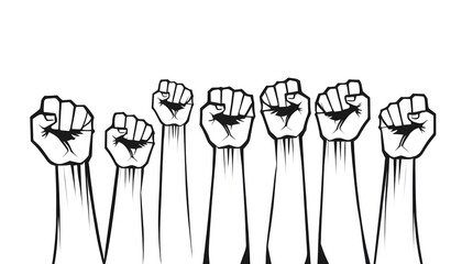 fist hands protest illustration on white background