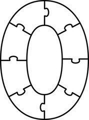 0 Zero Puzzle Number Jigsaw Game Outline