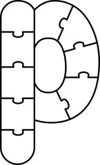 p Lowercase Puzzle Aplhabet Jigsaw Game Outline