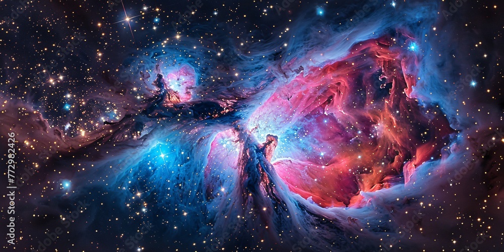 Poster galaxy nebula a celestial splash of color and light generative ai