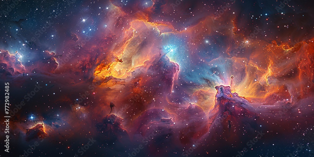 Poster galaxy glow a celestial splash of color and light generative ai