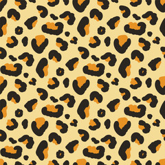 Leopard seamless pattern. Vector hand drawn illustration.