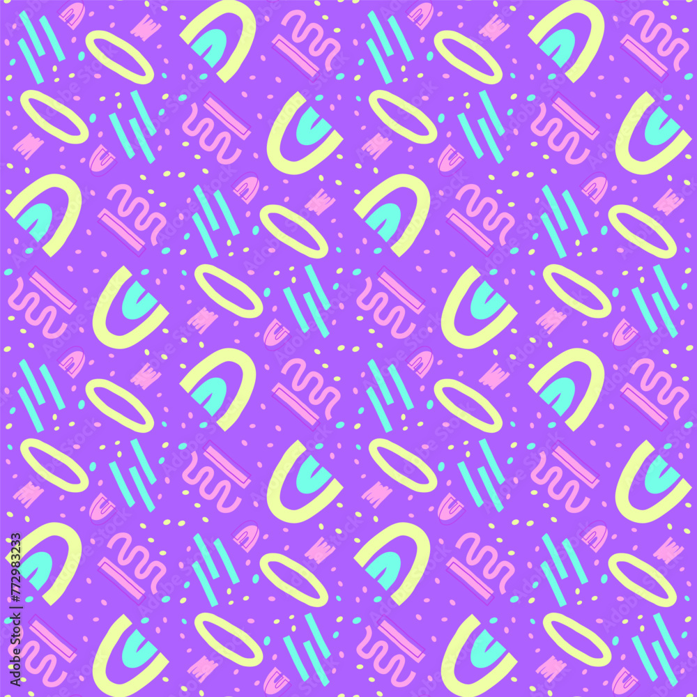 Poster abstract geometric seamless pattern. scribble childish elements endless background. doodle style rep
