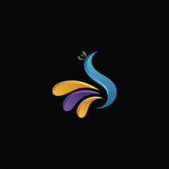 Obraz premium swan logo in a beautiful and colorful modern technology style