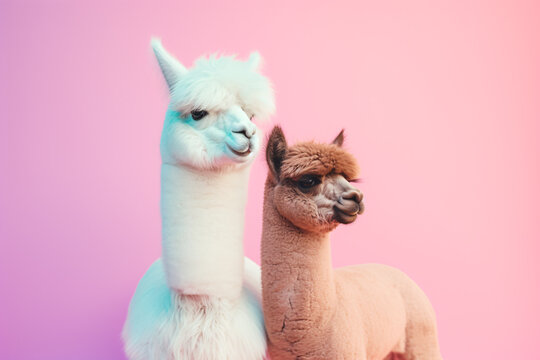 a white llamas next to each other