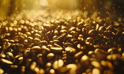 Tuinposter Close up on coffee beans. Morning aromas,Generative AI © simba kim