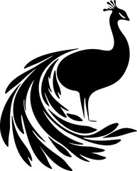 Fototapeta premium Paon silhouette, vecteur noir fond transparent 