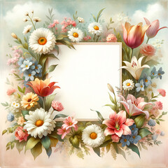 Fototapeta premium Romantic Floral Delight: Watercolor Art Background for Wedding Invitations