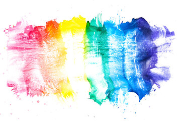 Rainbow watercolor paint stain on transparent background.