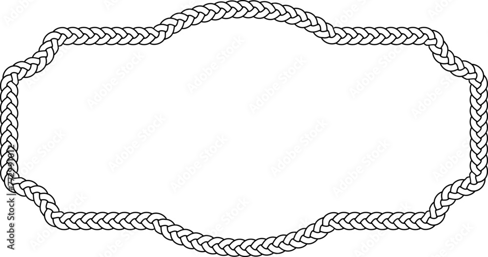 Wall mural black white vintage braided frame with copy space for text or design - Wall murals