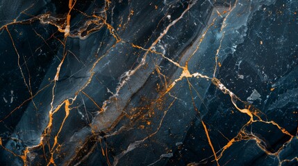 Dark blue marble texture with gold veins - obrazy, fototapety, plakaty