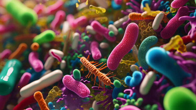 a close up of colorful bacteria