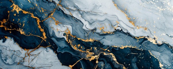 Abstract blue and gold marble texture - obrazy, fototapety, plakaty