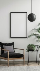 Modern interior design with empty frame