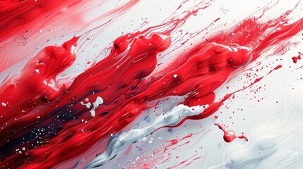 Abstract red and white paint swirls