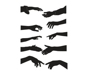  vector hand drawn hand silhouette sett