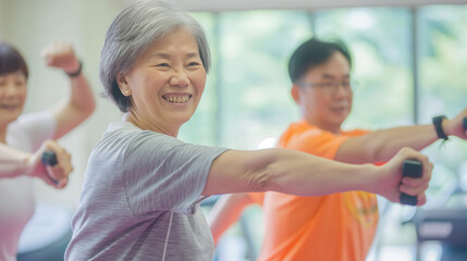 asia senior couple, age 50, healthy, happiness, have activity together