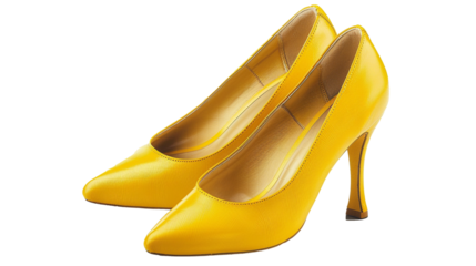 pair of yellow heel shoes