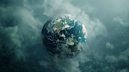 Obraz premium Earth Amidst Nebulae, Environmental Conservation Concept
