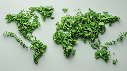 world map made from leaves, green ECO concept