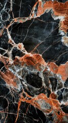 Detailed texture of black and orange marble