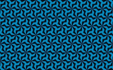 【ブルー】風車、手裏剣をイメージした幾何学模様