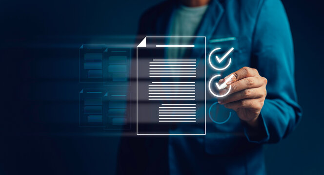Checklist document quality management. security document information business login file folder, management cybersecurity technology, concept digital security corporate database professional company.