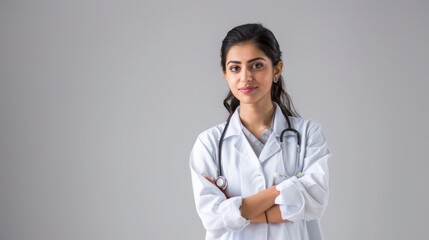 indian doctor with crossed arms, studio shot
