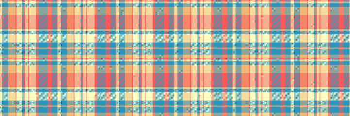 Stationary texture vector fabric, uk plaid tartan pattern. Blank textile seamless background check in cyan and light colors.