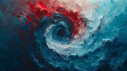 Abstract acrylic swirl in red and blue