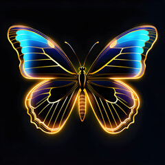 Captivating Gold Neon Butterfly Icon: Elegant and Radiant(Generative AI)